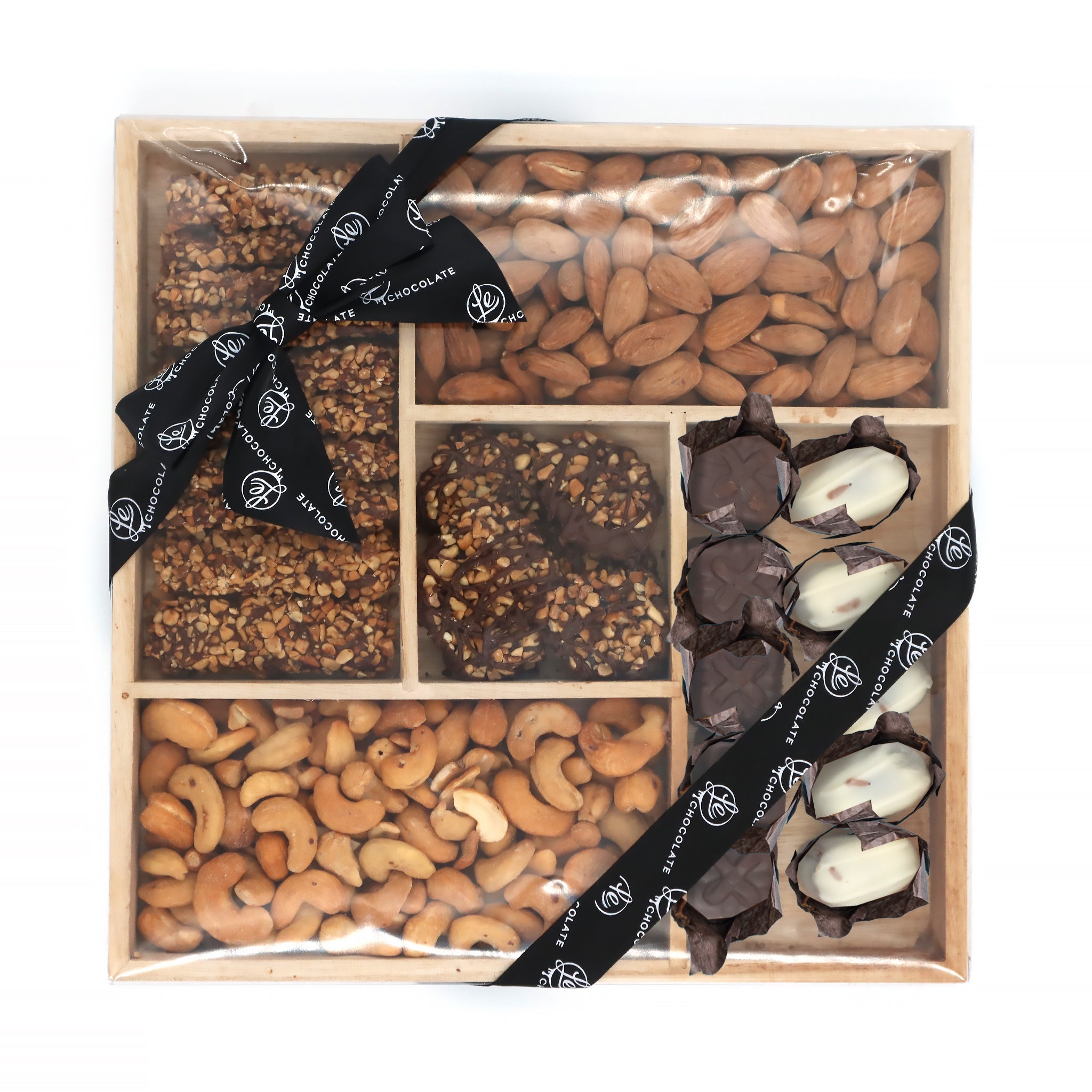 Wooden Gift Platter Chocolate and Nuts