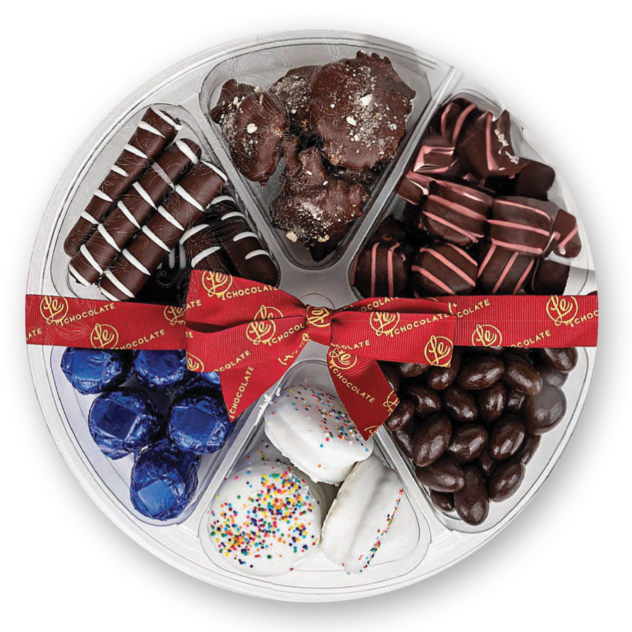 Assorted Chocolates Sectional Gift Tray with Ribbon